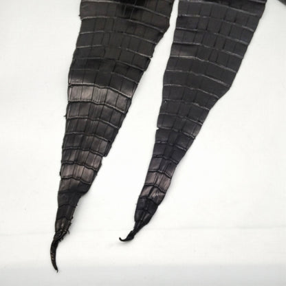 ワニ革/ナイルクロコ丸革【一匹】ブラック/半艶マット/w45