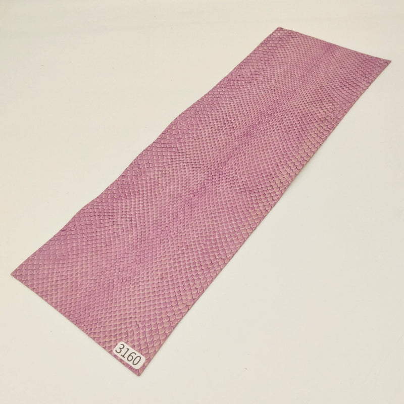 ヘビ革/ボア【33×11cm/0.7mm】デニム調ラベンダー/Aランク/h3160
