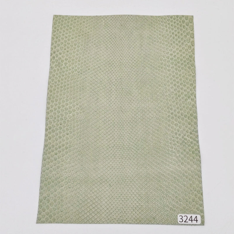 ヘビ革/ボア【A5/0.3mm】デニム調ペールホワイト/Aランク/h3244