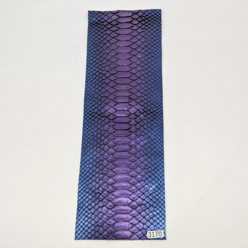 ヘビ革/Dパイソン【33×11cm/0.9mm】メタリック パープル&ブルー/Sランク/h3170