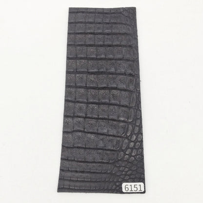 ワニ革/カイマン【8×21cm/1.3mm】墨黒色/マット/Sランク/w6151