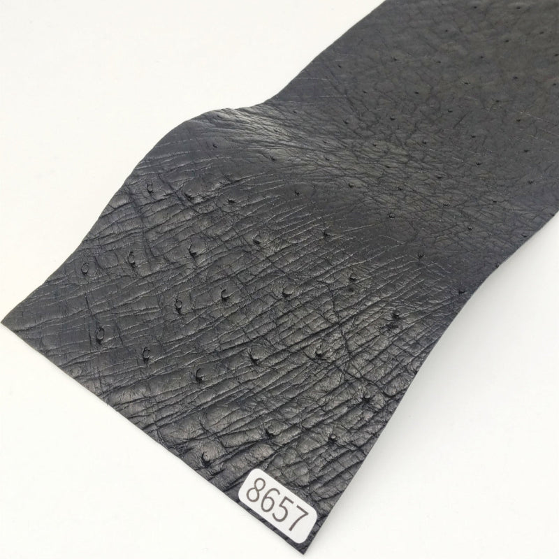 オーストリッチ革【33×11cm/0.6mm】ブラック/Sランク/d8657