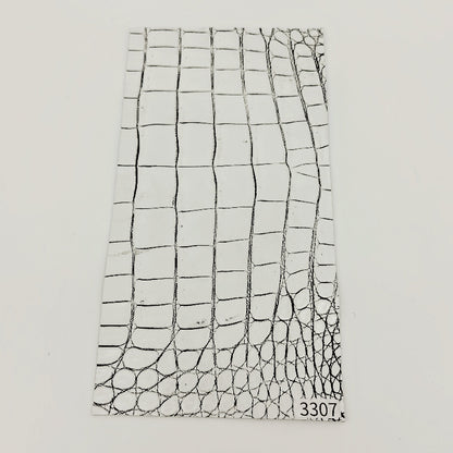ワニ革/クロコダイル【11×21cm/1.2mm】谷黒ホワイト/Cランク/w3307