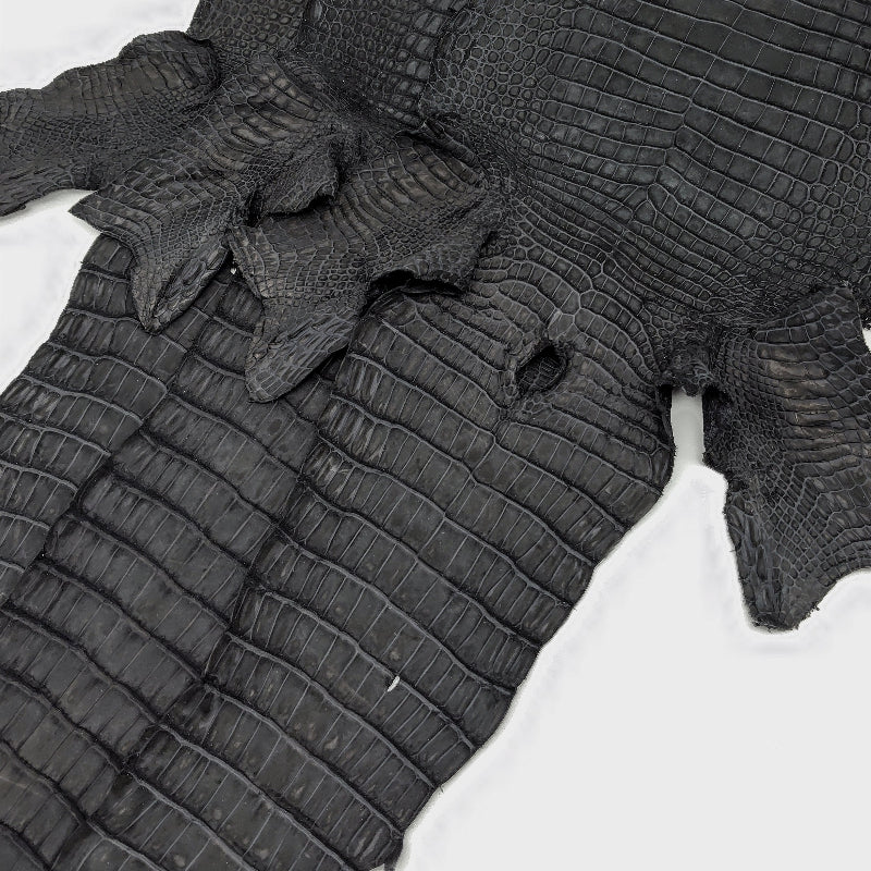 ワニ丸革/クロコダイル【一匹】墨色/デニム調加工/w42 – レザーマニア