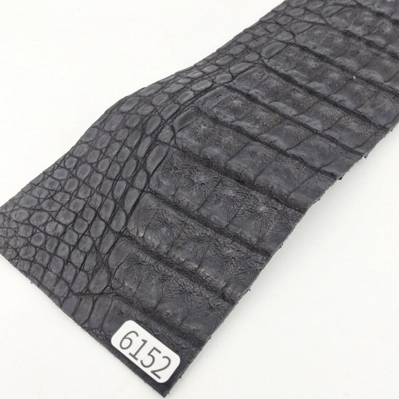 ワニ革/カイマン【8×21cm/1.3mm】墨黒色/マット/Sランク/w6152