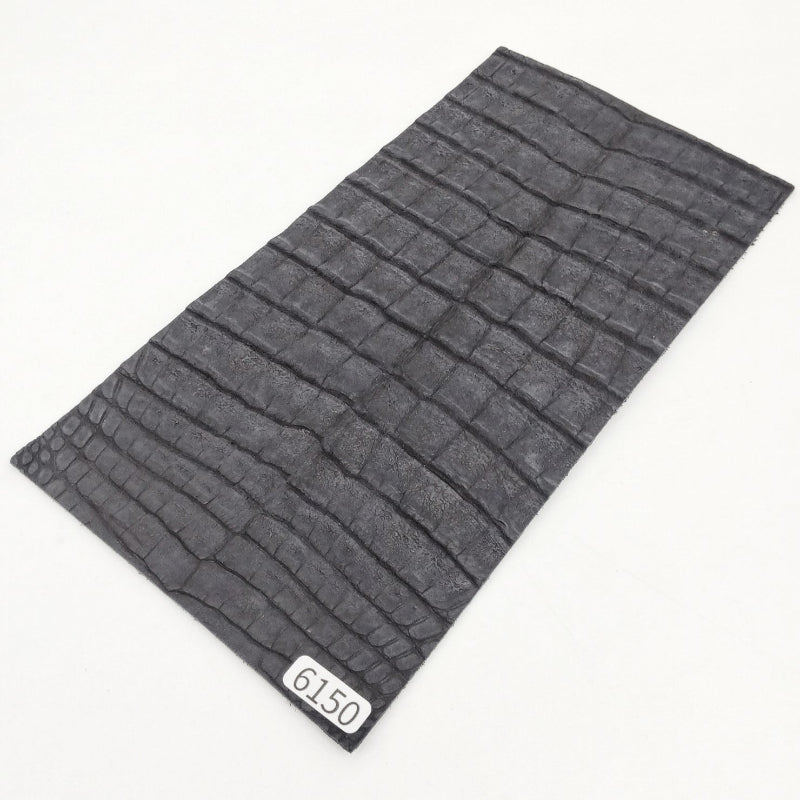 ワニ革/カイマン【11×21cm/1.3mm】墨黒色/マット/特Sランク/w6150