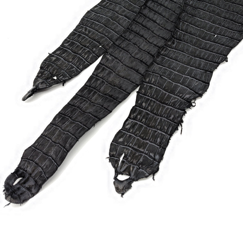 ワニ丸革/クロコダイル【一匹】墨色/デニム調加工/w42 – レザーマニア