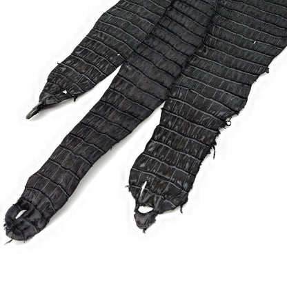 ワニ丸革/クロコダイル【一匹】墨色/デニム調加工/w42