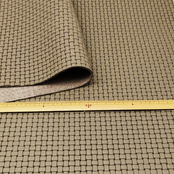 牛革【大ハギレ合計20デシ/1.3mm】グレージュ/メッシュ型押/gt-223