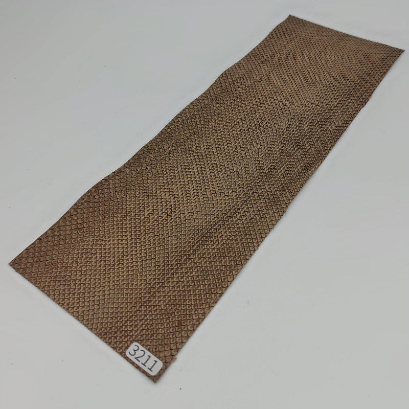 ヘビ革/ボア【33×11cm/0.5mm】デニム調ブラウン/Aランク/h3211