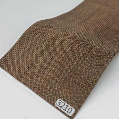 ヘビ革/ボア【33×11cm/0.5mm】デニム調ブラウン/Aランク/h3210