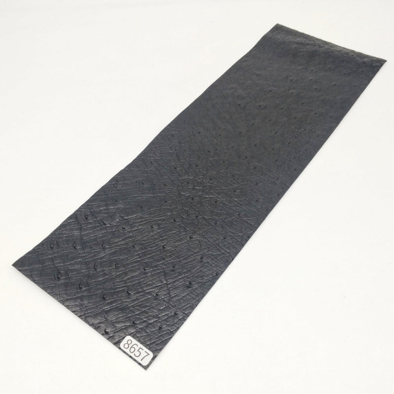 オーストリッチ革【33×11cm/0.6mm】ブラック/Sランク/d8657
