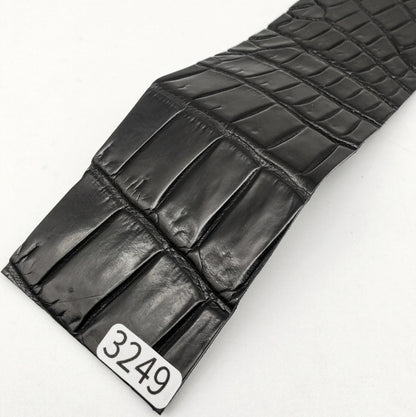 ワニ革/ナイルクロコ【5×21cm/1.2mm】ブラック/ツヤ中/Sランク/w3249