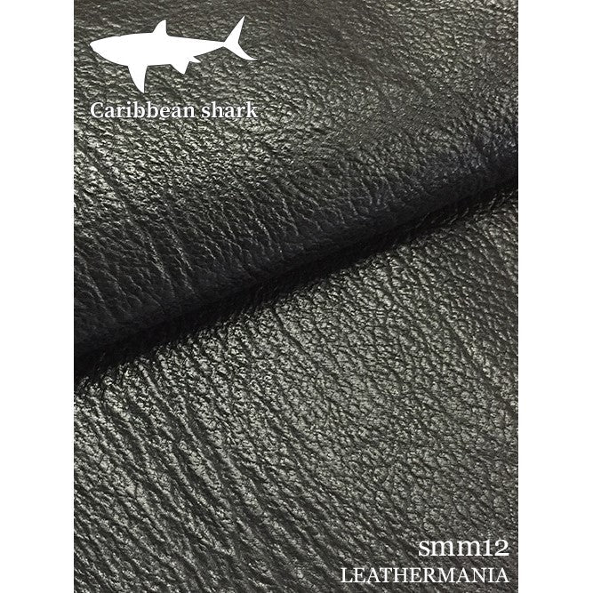 サメ革【丸革】カリビアンシャーク/ブラック/ポリッシュ/smm12
